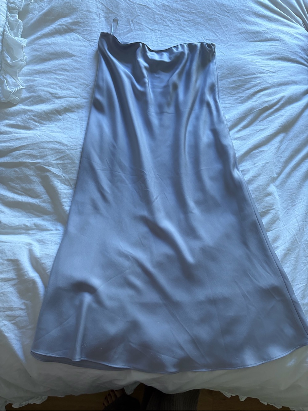 Lucy Paris Satin Slip Maxi Skirt in Light Blue